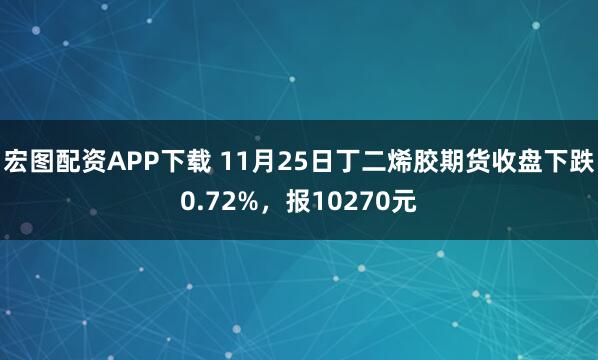 宏图配资APP下载 11月25日丁二烯胶期货收盘下跌0.72%，报10270元