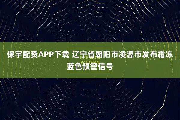 保宇配资APP下载 辽宁省朝阳市凌源市发布霜冻蓝色预警信号